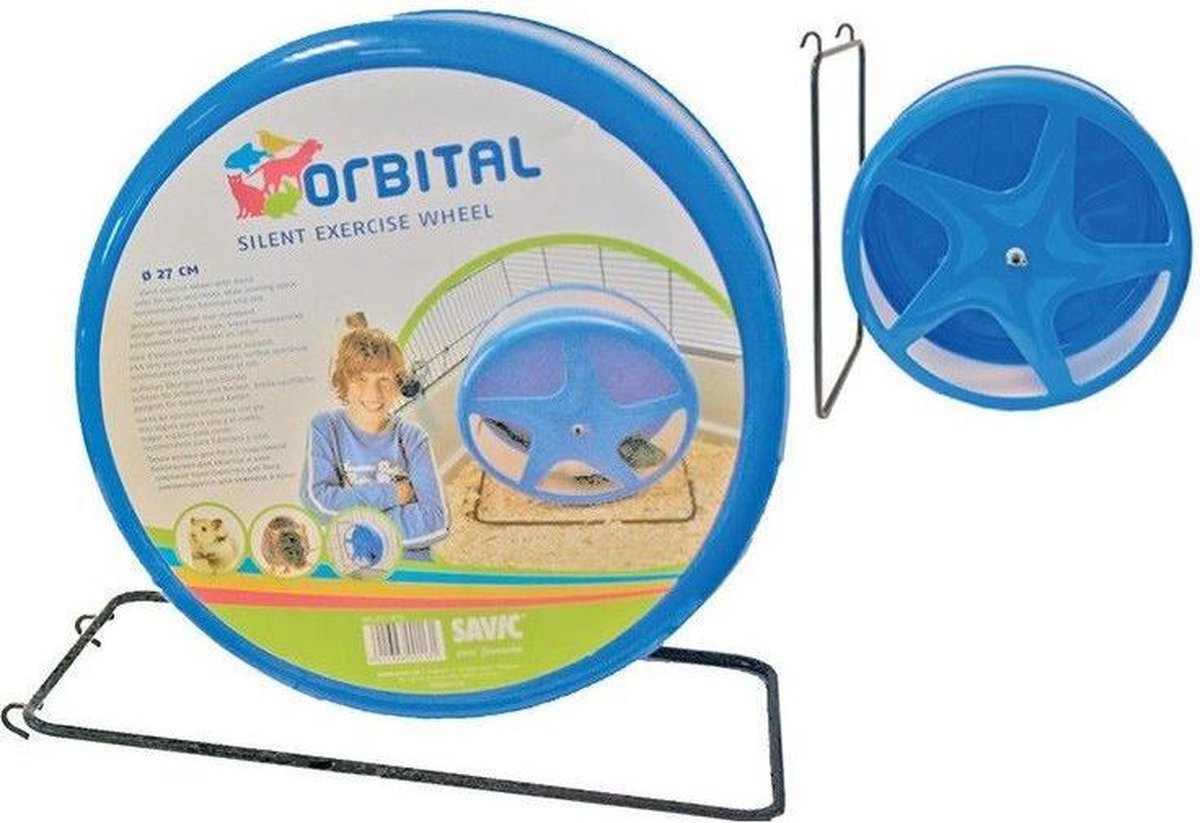 Savic Laufrad Orbital weiß blau – Silent Spinner Laufrad Nagetiere – 27 cm