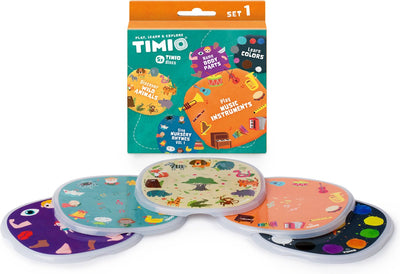 Timio Disk-Set Nr. 1: 5 Audio-Discs für den Player | Farben lernen, wilde Tiere, Musikinstrumente, 96 Kinderlieder Bd. 1, Körperteile | alles in 8 Sprachen | Lernspielzeug von 2 - 6 Jahren