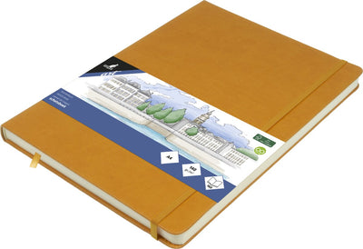 Kangaro-Skizzenbuch – A4 – Ockergelb – PU-Hardcover – mit Gummiband und Band – K-861241