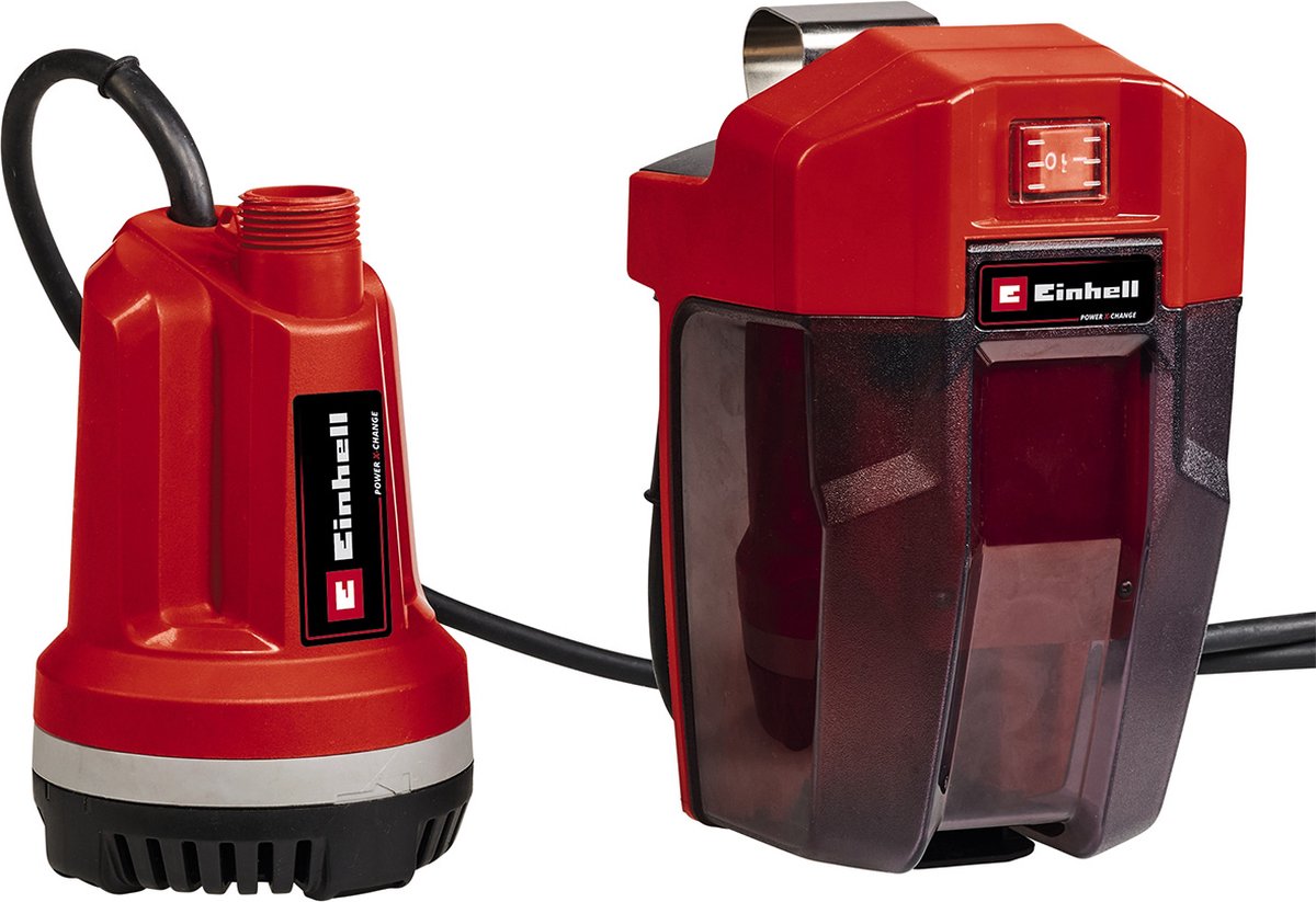 Einhell Akku-Tauchpumpe Buckle 18 Li Solo – Power X-Change – 18 V Li-Ion – 5.000 l/h – max. Förderhöhe: 8 m - max. Eintauchtiefe: 4 m - Absaugung bis: 15 mm - Netzkabel: 5 m - exkl. Akku und Ladegerät