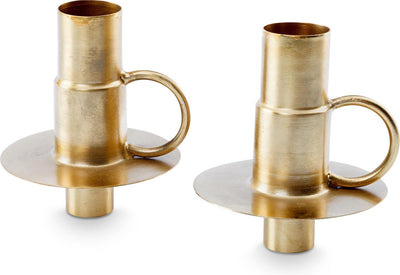 Vtwonen Set mit 2 Flaschenkerzenhaltern aus Metall, goldfarben, 7 x 8,5 cm