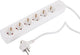 Q-Link-Steckdose - 6-fach - mit Schalter - flach - 3 x 1,5 mmâ² - 1,5 m - PVC - weiß