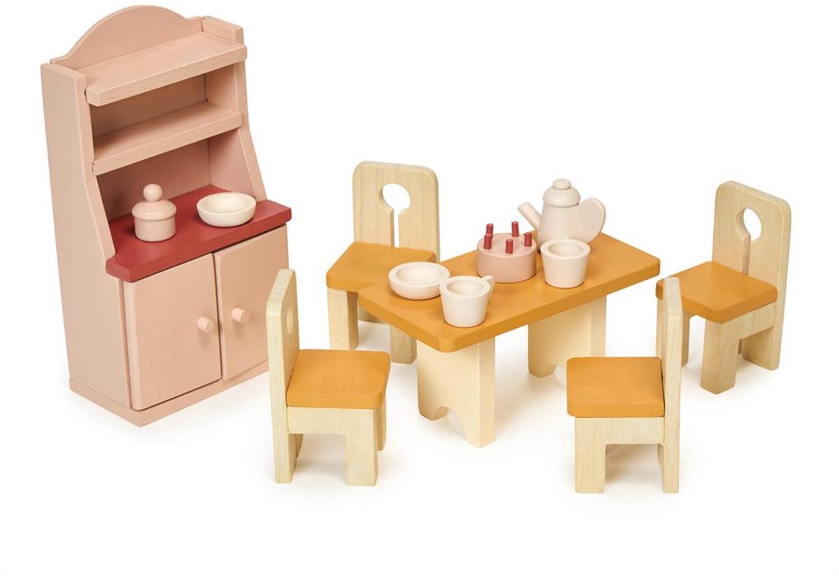 Mentari Puppenhaus-Esszimmerspielzeug aus Holz – nachhaltiges Holzspielzeug.