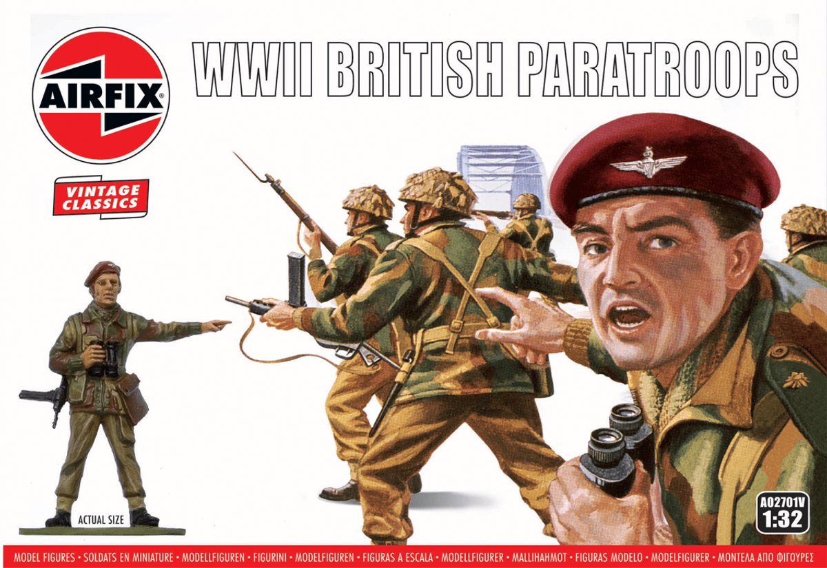 Airfix Modellbausatz Militärfahrzeuge – 02701v Wwii Britische Fallschirmjäger – Figuren aus Kunststoff – 1:32 – Modellbau