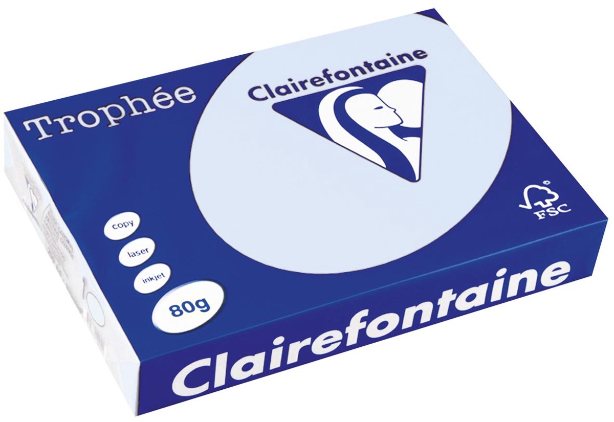 Clairefontaine Trophäe-Farbpapier, A4, 80 g, 500 Blatt, Azurblau