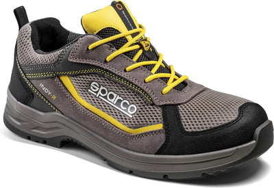Sparco Indy Edmonton – Sicherheitsschuh S1PS mit Flexgrip+-Sohle und atmungsaktivem Mesh – Beige-Gelb – Größe – 43