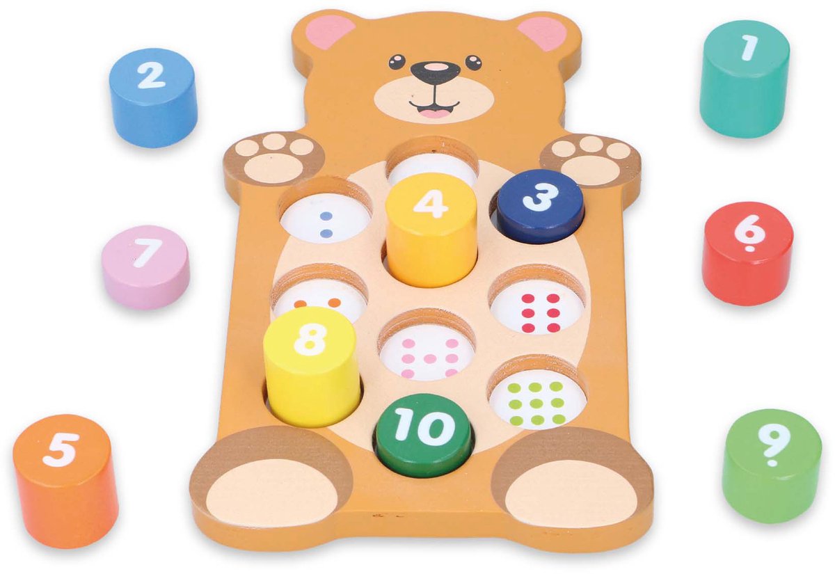 Marionette - Holzbär mit Zahlen - 10 Blöcke - 1 Set