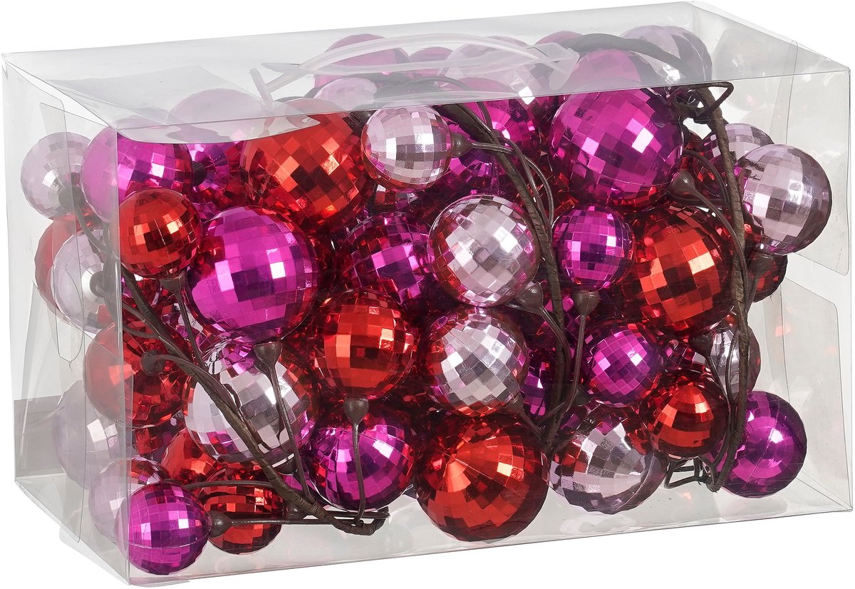 Glimmerdekorationen Weihnachtskugelgirlande - L180 cm - Rosa