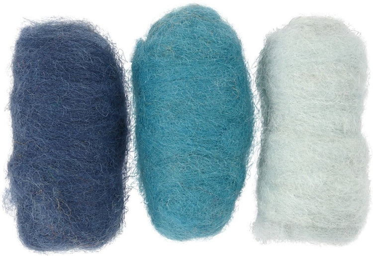 Creativ Company kardierte Wolle, blaue Harmonie, 3x10 gr 1 Box