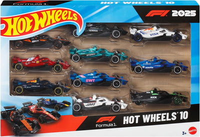 Hot Wheels Formel 1-Set mit 10 Spielzeugautos von jedem 2025 F1-Rennteam