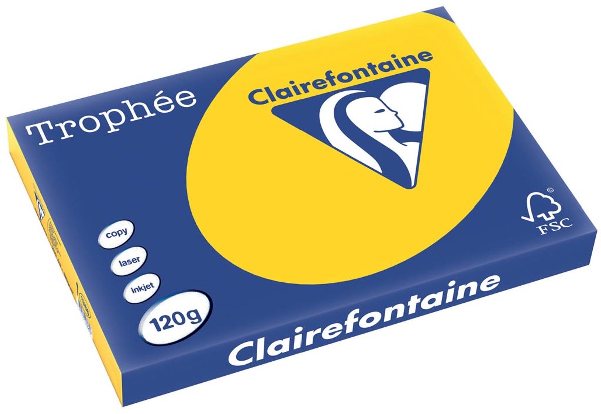 Trophee Clairefontaine Trophäe Pastell A3 Goldgelb 120 g 250 Blatt
