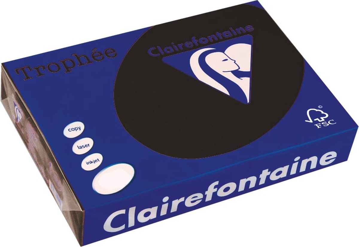 Clairefontaine Trophäe Pastell, farbiges Papier, A4, 160 g, 250 Blatt, schwarz