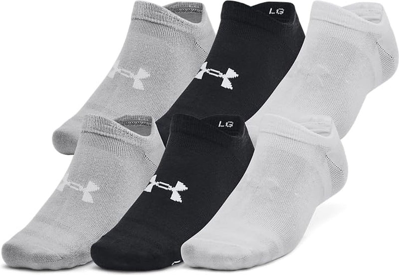 Under Armour ua Essential No Show 6er-Pack Unisex-Sportsocken – Schwarz – Grau