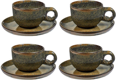 Serax - Sergio Herman Surface - Kaffeetasse + Untertasse - Indi Grey - 13 ø - 4 Stück
