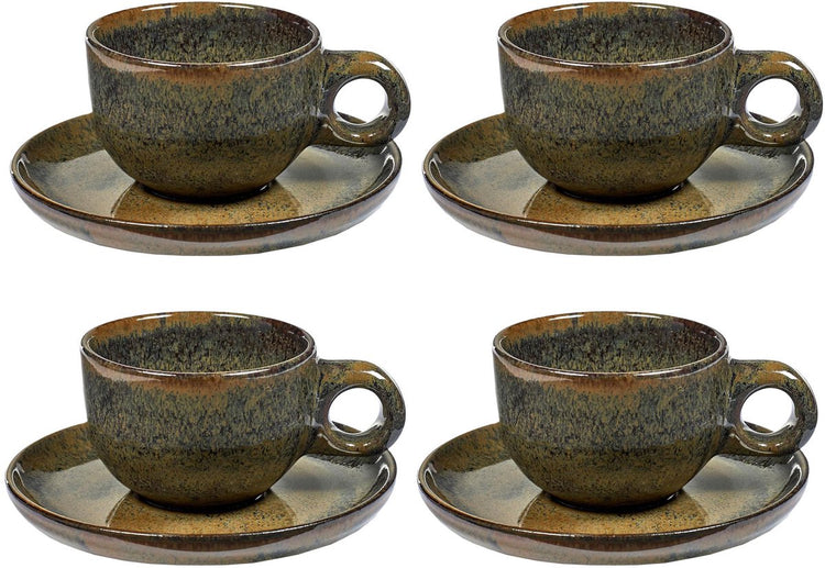 Serax - Sergio Herman Surface - Kaffeetasse + Untertasse - Indi Grey - 13 ø - 4 Stück