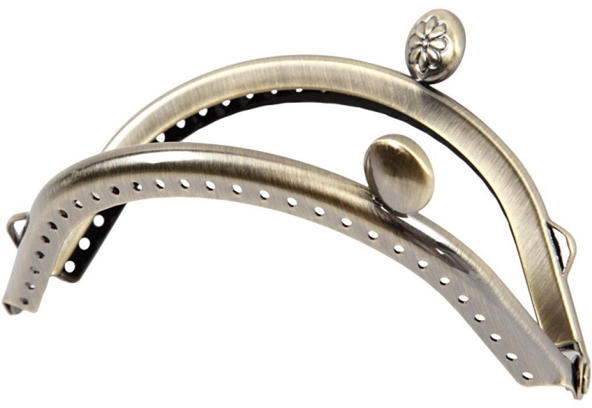 Creativ Company Geldbörsen-Schnallenset, Größe 8 cm, gebürstetes Messing, 1 Stück