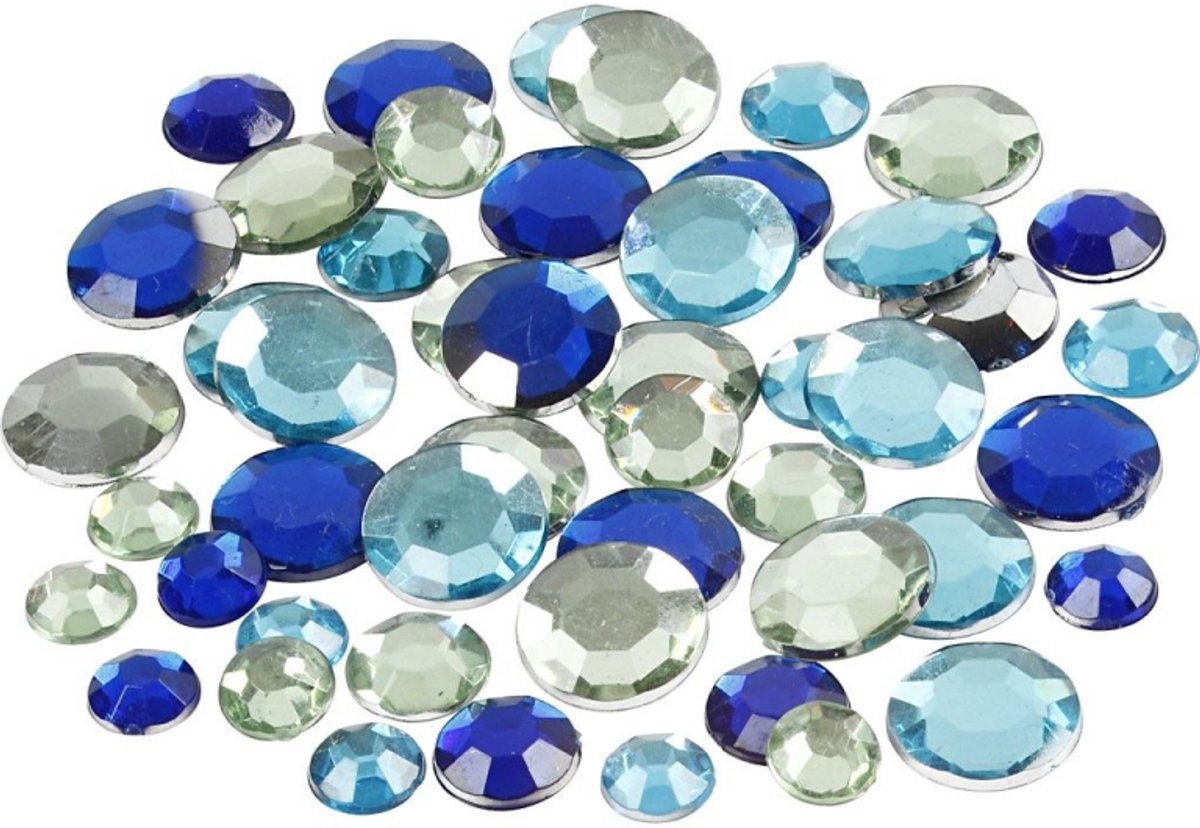 Creativ Company Strasssteine, rund, Größe 6+9+12 mm, Blau-Grün-Harmonie, 360 Stück 1 Box