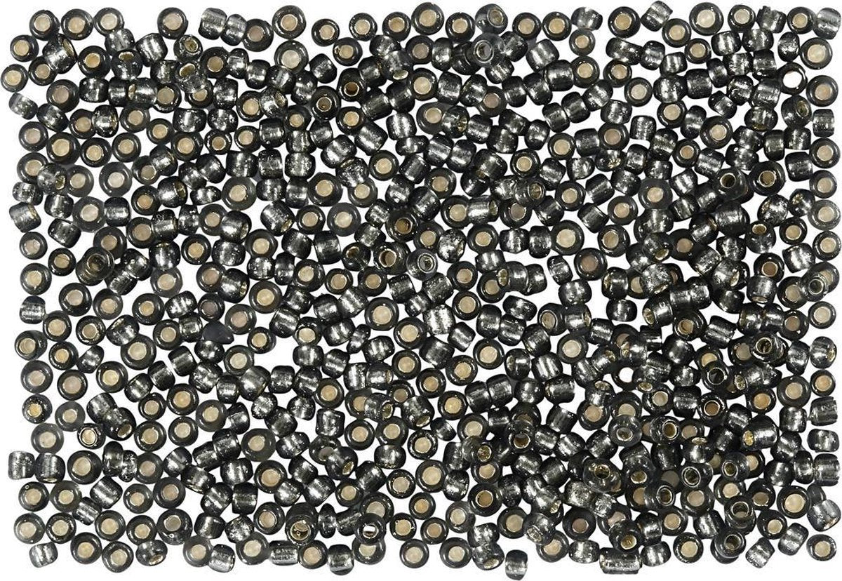 Creativ Company Rocailles, D 1,7 mm, Größe 15 0, Lochgröße 0,5-0,8 mm, graugrün, 500 gr 1 Beutel
