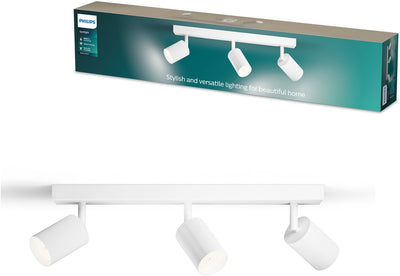 Philips Wyatt Aufbaustrahler – LED-GU10-Fassung – ausrichtbar – 3 Lichtpunkte – Clickfix – Weiß
