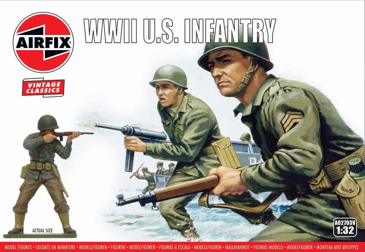 Airfix Modellbausatz Militärfahrzeuge – 02703v Wwii U.S. Infanterie - Figuren aus Kunststoff - 1:32 - Modellbau