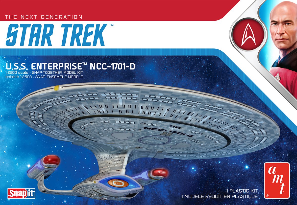 Amt-Weltraummodellbausatz – 1126 Star Trek, die nächste Generation der U.S.S. Enterprise NCC-1701-D – Snap-it-Bausatz aus Kunststoff – 1:2500 – Modellbau