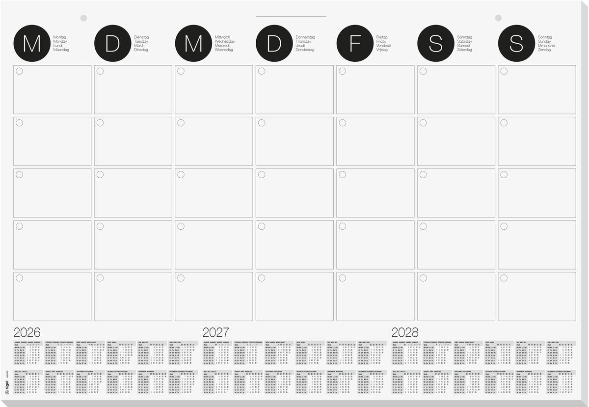 Sigel Schreibtischunterlage – auch als Wandkalender verwendbar – Größe A2 – mit Kalender 2026 2027 2028 – si-h6550