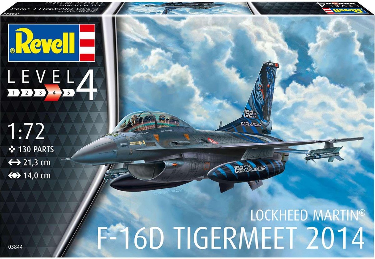 Revell Modellbausatz Militärfahrzeuge – 03844 Lockheed Martin F-16d Tigermeet 2014 Kunststoff – 1:72 – Modellbau