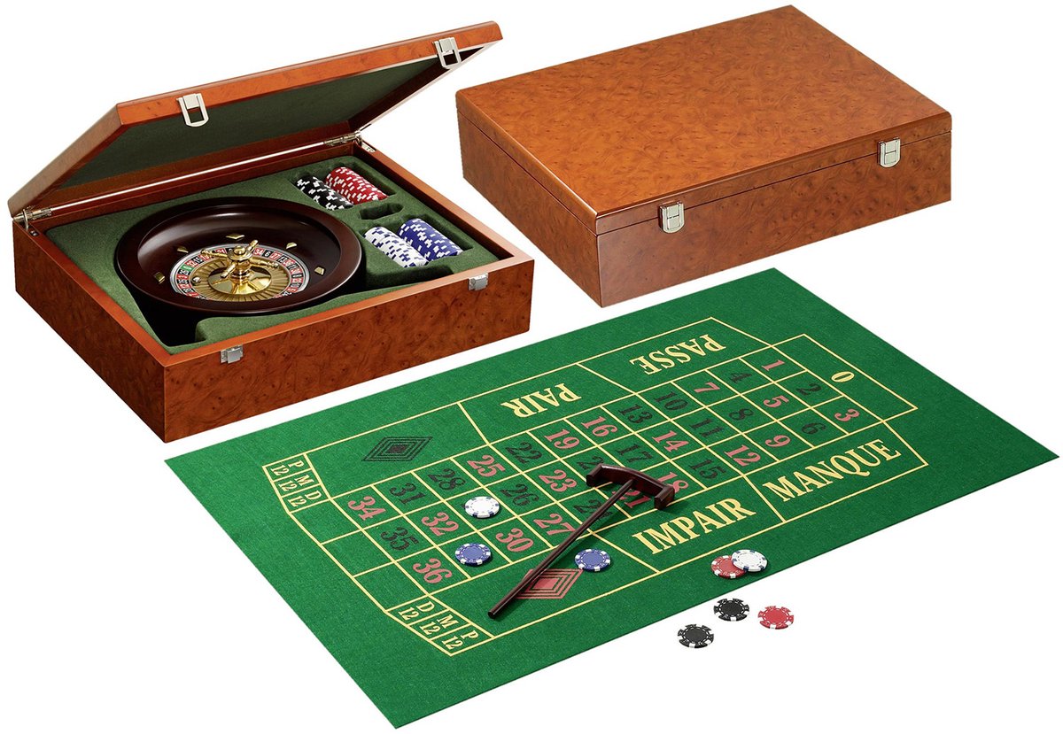 Philos Roulette-Set – mit Metallrad, Filztuch und 100 Chips – ab 6 Jahren