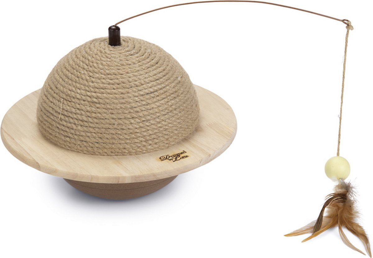 Entworfen von Lotte Kratzball Wiggly – Kratzbaum – Katzenspielzeug – Katze – Holz – 29,5 x 29,5 x 20 cm