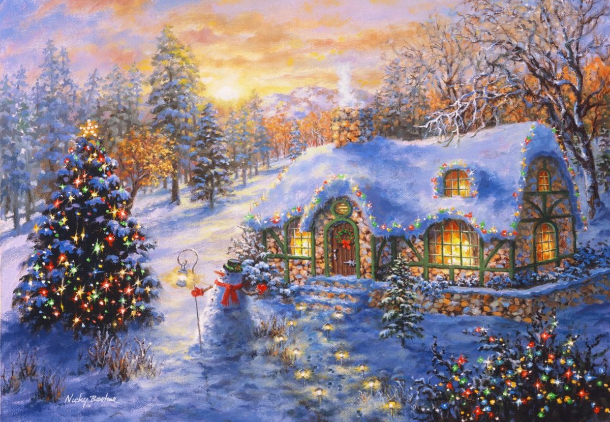 Bluebird-Puzzle Weihnachtspuzzle Weihnachtshäuschen - 1000 Teile.