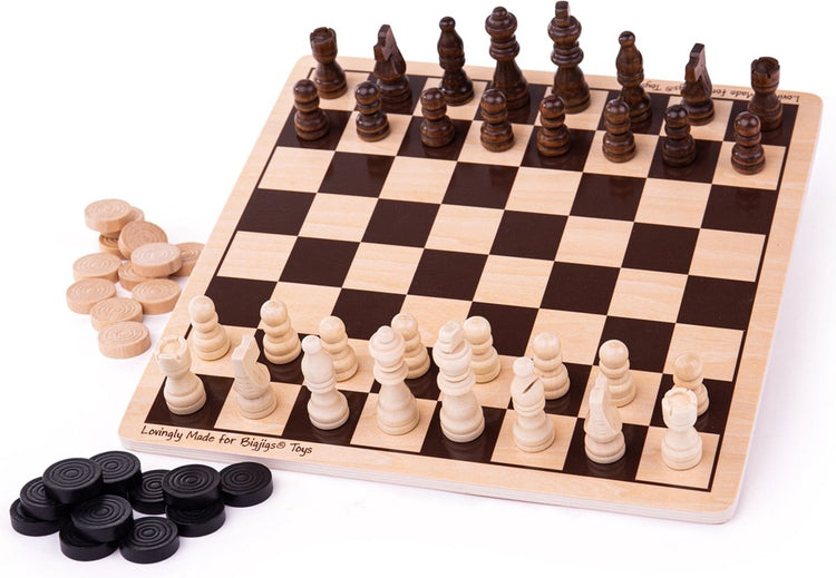 Bigjigs Spielzeug Bigjigs Dame- und Schachspiel