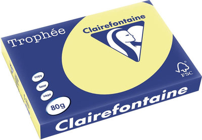 Clairefontaine Trophäe Pastell, farbiges Papier, A3, 80 g, 500 Blatt, Zitronengelb