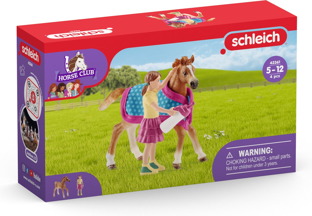 Schleich Horse Club – Fohlen mit Decke – Spielfigur – Kinderspielzeug für Jungen und Mädchen – 5 bis 12 Jahre – 42361