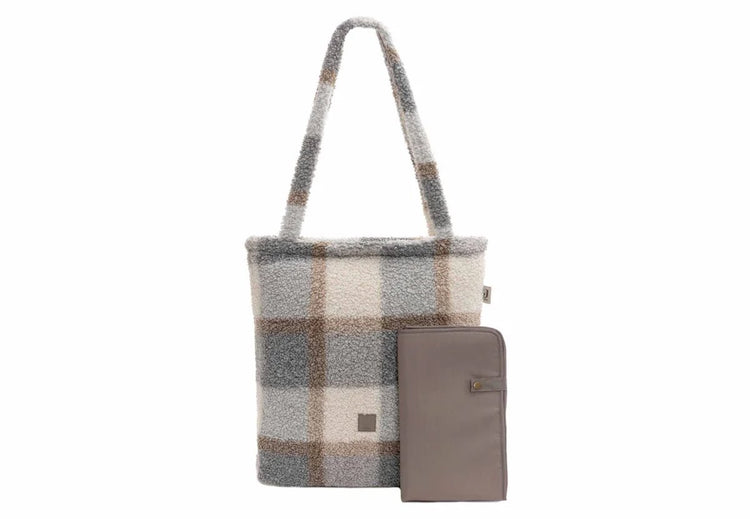 Jollein Wickeltasche – Shopper – Kariertes Bouclé – inklusive Wickelunterlage