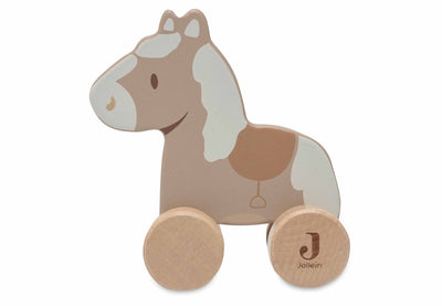 Jollein – Holzpferd auf Rädern – Holzspielzeug – nostalgisches Fahrgeschäft – 100 % fsc