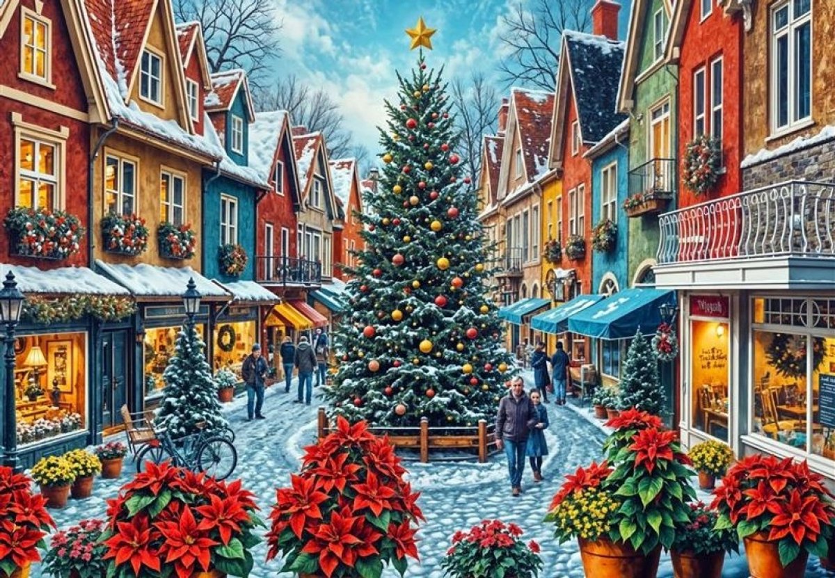 Bluebird-Puzzle Weihnachtspuzzle Weihnachtsstadtplatz einkaufen 1000 Teile.