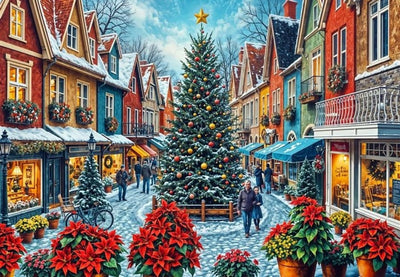 Bluebird-Puzzle Weihnachtspuzzle Weihnachtsstadtplatz einkaufen 1000 Teile.