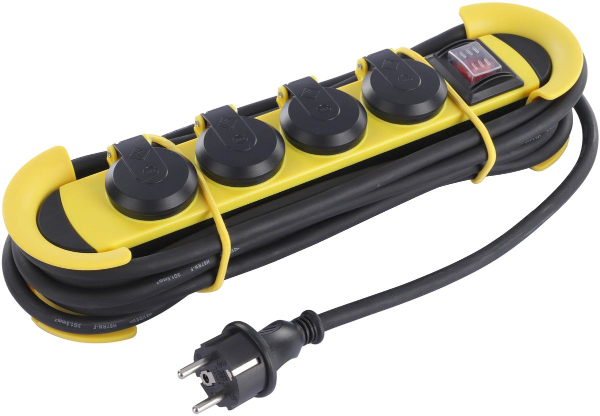 Q-Link-Buchse – 4-fach – geerdet – cm-System – IP44 – 3 x 1,5 mm² – 5 m – gelb schwarz