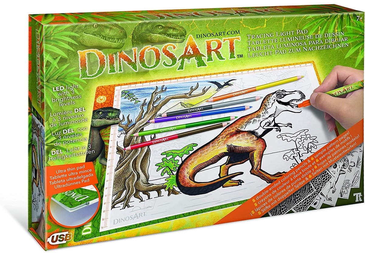 Nebulöse Sterne Dinosart Zeichentablett mit Licht