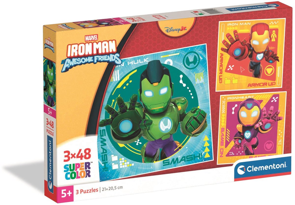 Clementoni – 3x48 Teile – quadratischer Iron Man und sein tolles