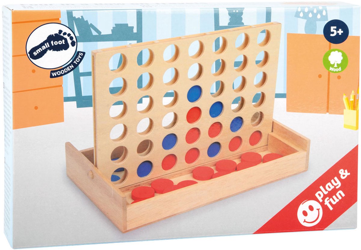 Kleiner Fuß vier auf einer Reihe von Reisespielholz