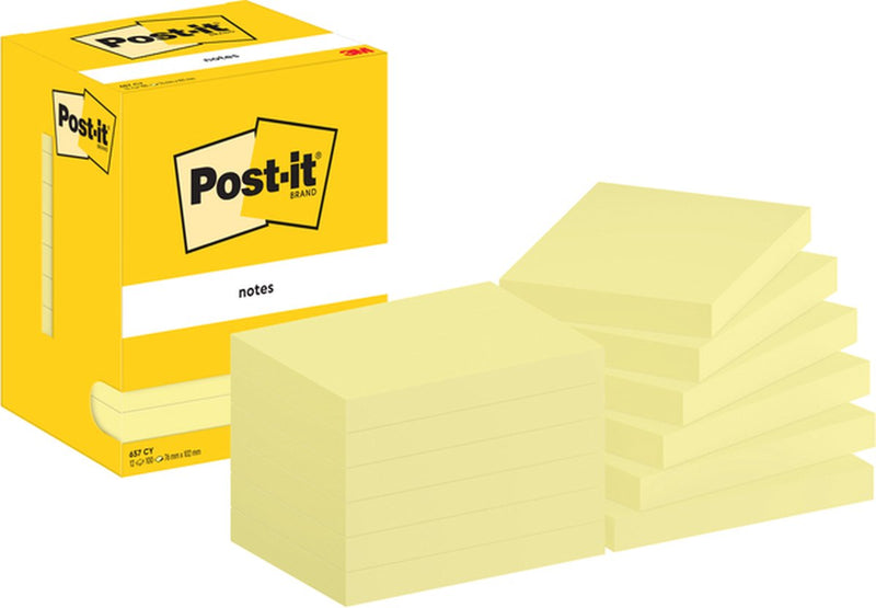 Selbstklebende Haftnotizen Post-it 657-cy 76 x 102 mm einfarbig gelb