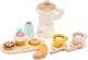 Woet® Perkolator-Kaffeeset aus Holz – 17-teiliges Set inklusive Tassen, Servierbrett, Croissant, Muffin und Keksen – FSC – Rollenspiel-Küchenspielzeug – Spielladen – Barista-Spielzeug – ab 3 Jahren