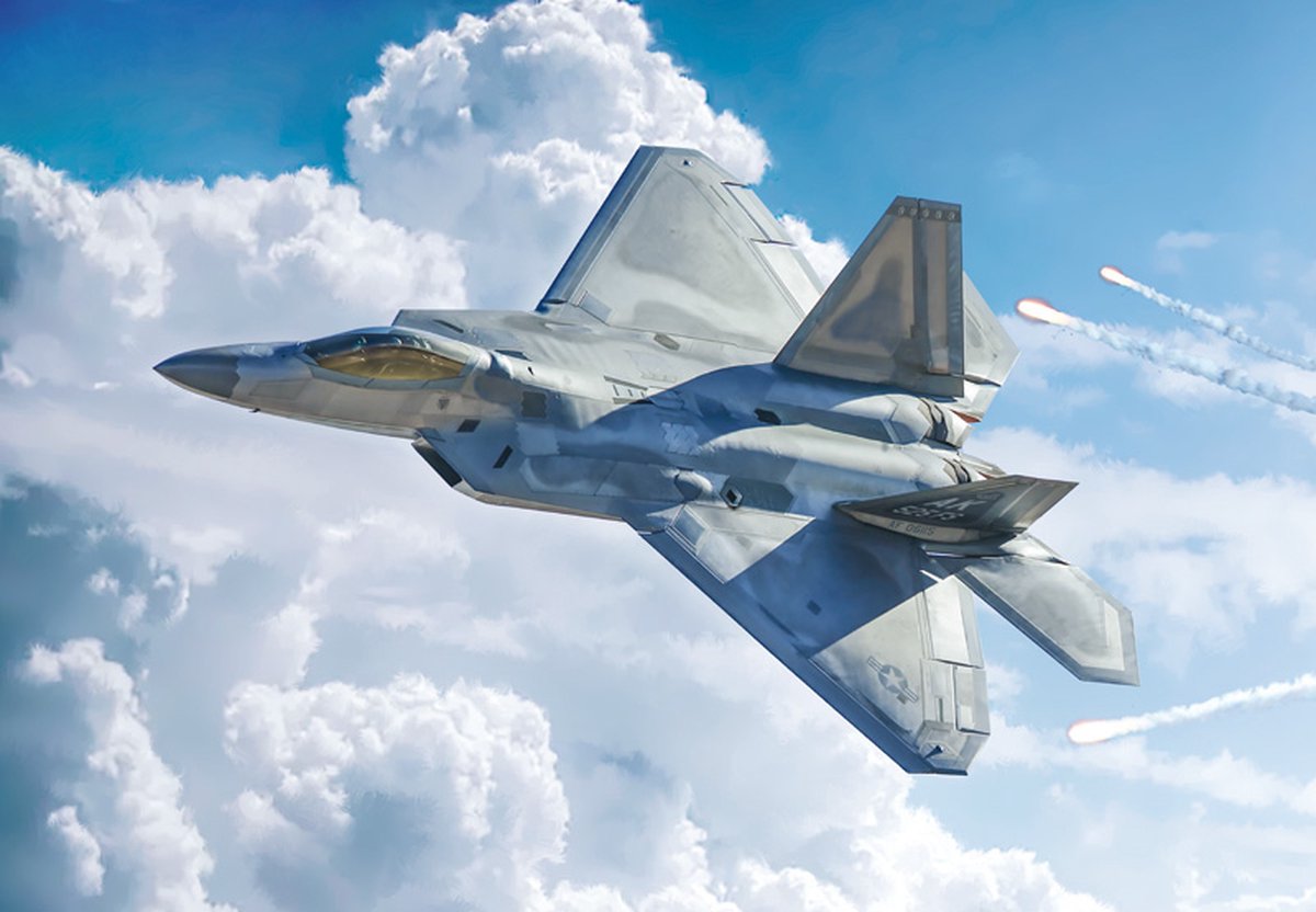 Italeri Modellbausatz Flugzeug – 2822 Lockheed Martin F-22 A Raptor aus Kunststoff – 1:48 – Modellbau