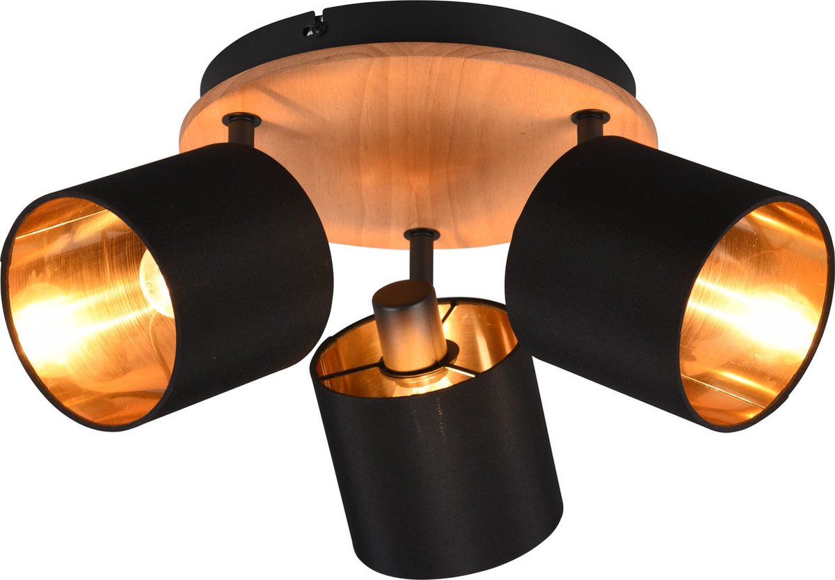 Rl Live Your Light Reality Tommy Spot – Holzfarbe – exkl. 3 x e14 - rund - schwarz-gold