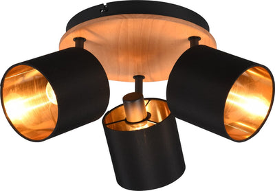 Rl Live Your Light Reality Tommy Spot – Holzfarbe – exkl. 3 x e14 - rund - schwarz-gold