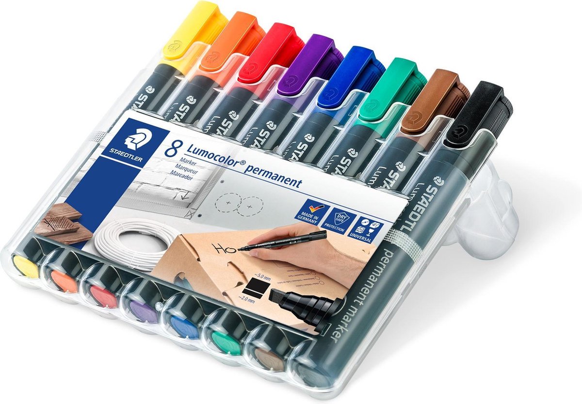 Staedtler Lumocolor Permanentmarker Meißelspitze - Box 8 Stk