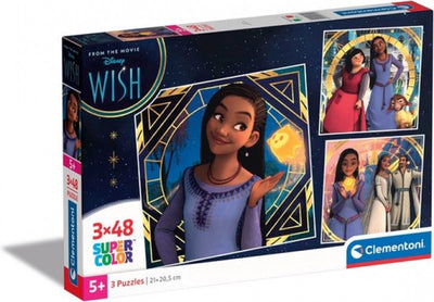 Clementoni - Puzzle - 3x48 Teile - quadratisch Disney Wunsch - Kinderpuzzle - ab 3 Jahren
