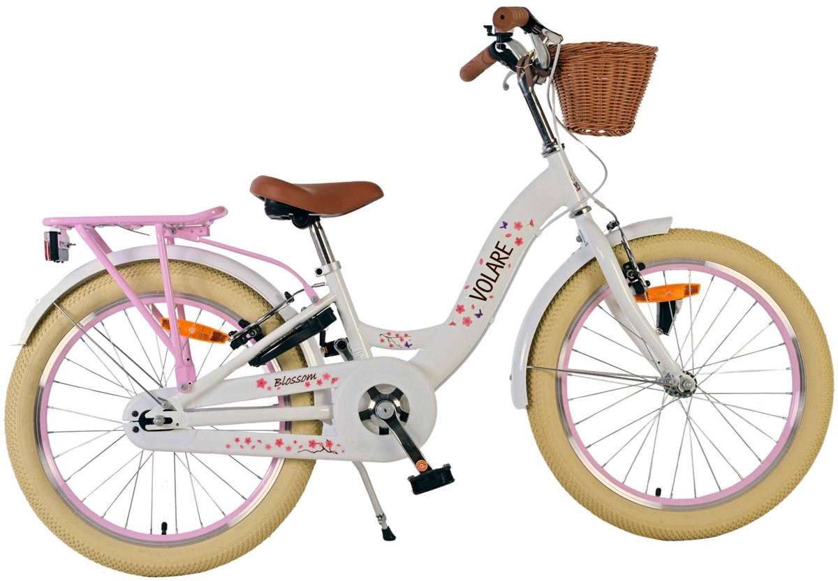 Volare Blossom Children's Bicycle - Mädchen - 20 Zoll - Weiß - Zwei Handbremsen