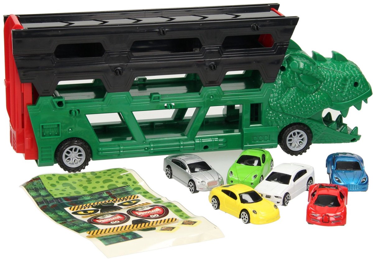 Dino-Transporter mit Schussfunktion, 7-teilig.